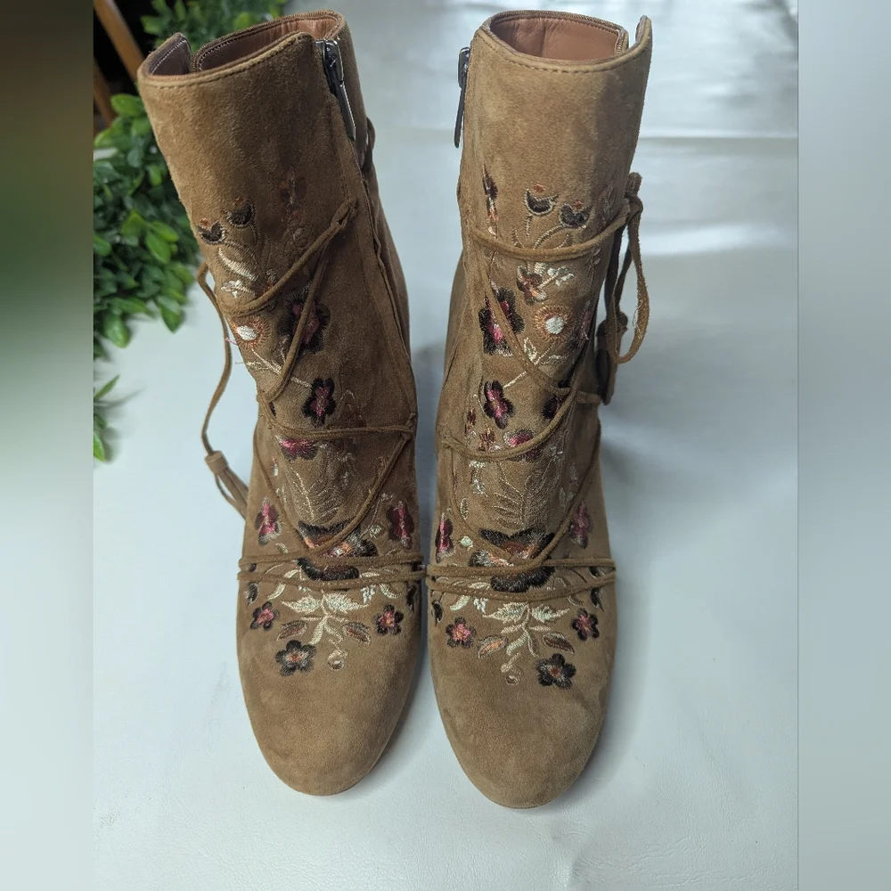 Sam Edelman Winnie Anthropologie Floral Embroidered Boot Size 11